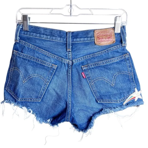 Levi’s Original Fit 501 Jean Shirts with Colorful Patches Size 26 - Picture 2 of 14